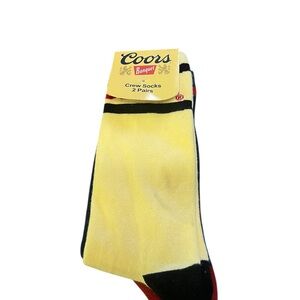 Coors banquet Yellow Crew Socks - 2 Pairs men’s s size 8-12